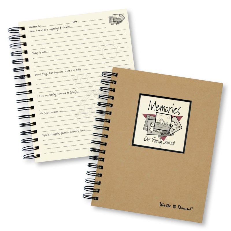 Write it Down series by Journals Unlimited, Guided Journal, Memories, Our Family Journal, Full-size 7.5"x 9", Kraft Hard Cover, Made in USA - Image 1